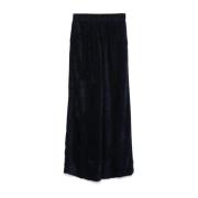 Blått Velvet Palazzo Bukser Wide Leg