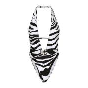 Zebra Print Halterneck Badedrakt