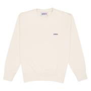 Bomull crewneck sweatshirt med logo patch