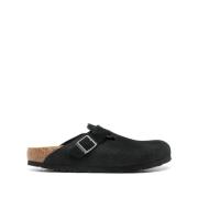 Sort Semsket Sandaler Spenne-Slip-On