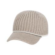 Strikket Beige Baseball Cap med Messing Detalj