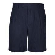 Blå Lin Bermuda Shorts