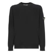 Sort Crewneck Genser med Logo Patch