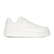 Hvite Lave Skinn Sneakers