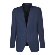 Blå Lin Blazer Elegant Stil