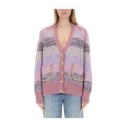 Metallisk Oversized Ullblanding Cardigan