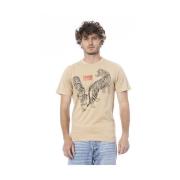 Beige Bomull Logo Print T-skjorte