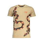 Beige Bomull Logo Print T-skjorte