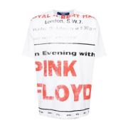 Hvit Pink Floyd Print Bomull T-skjorte