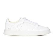 Hvite Lave Skinn Sneakers