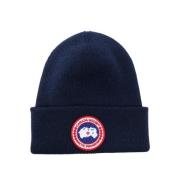 Arktisk Touque Lue Navy Ull Ribbet