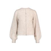 Beige Cardigan med Glidelås og Ballongermer