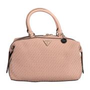 Elegant Rosa Satchel med Kontrastdetaljer