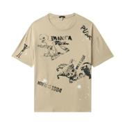 Khaki Paint Splatter Stamp Avslappet T-skjorte