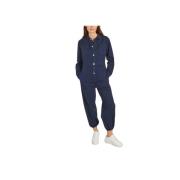 Denim Jumpsuit med Lommer og Elastikk