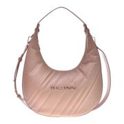 Hobo bag in nude perforated leather