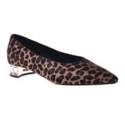 Court shoes in leopard-print pony skin