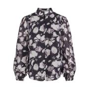 Blomst Feminin Knapp Bluse Skjorte