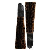 Leopard Skinn Albuelengde Hansker