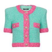 Tofarget, cropped strikket cardigan