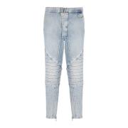 Ribbet bomull slim-fit jeans