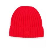 Rød Cashmere Rib Beanie Lue