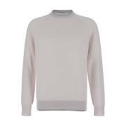 Beige Merino Sweater Dobbelt Krage