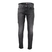 Svart Denim Slim Jeans med Broderi