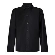 Svart ullflanell overshirt klassisk krage