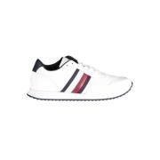 Hvite Polyester Sneakers med Lisser, Kontrastdetaljer, Logo