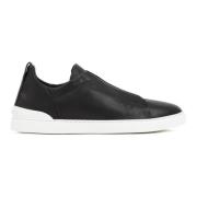 Sort Skinn Slip-On Sneakers