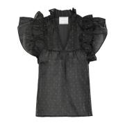 Bedazzled Ruffle Top Svart