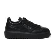 Svarte skinn sneakers med Side H