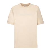 Beige T-skjorte med brodert logo