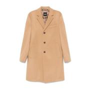 Beige Ull-Kasjmir Blanding Frakk Fleece