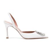 Hvite Skinn Stiletto Pumps Ss22