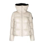 Beige Pufferjakke Faux-Fur Krage