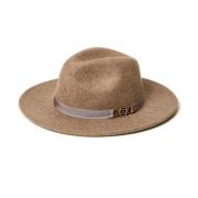 Beige Ull Brede Brem Hatter