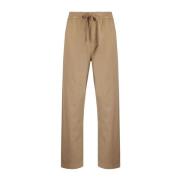 Beige Bomull Twill Snøring Bukser