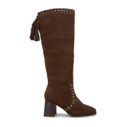 Studded block heel boot