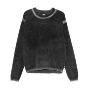 Sort Strikket Crew Neck Genser