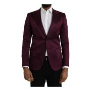 Maroon Silke Blazer Kåpe Slim Fit