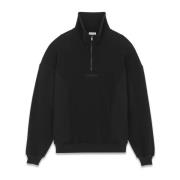 Svart Bomullsfleece Sweatshirt