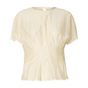 Plissert O-Neck Top - Angora