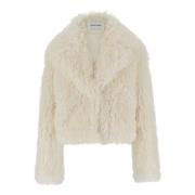 Faux Fur Revers Jakke Hvit