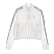 Hvit Cropped Turtleneck Sweatshirt Track Jacket