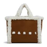 Brun Semsket Tote Bag med Shearling