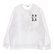 Klassisk Flocked Crew Neck Sweatshirt Hvit