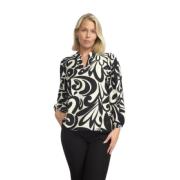 Elegant Mønstret Bluse med V-Hals