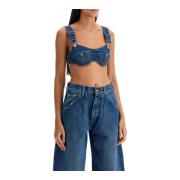 Denim Bralette Overalls Spenner